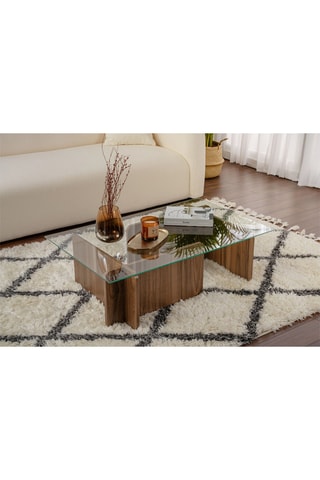 Table basse Flavio  - Plateau en verre trempé - 105 x 30 x 65 cm
