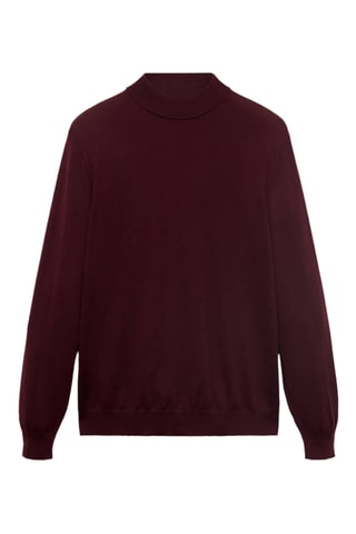 Pull col montant 100 % laine mérinos - Marron foncé