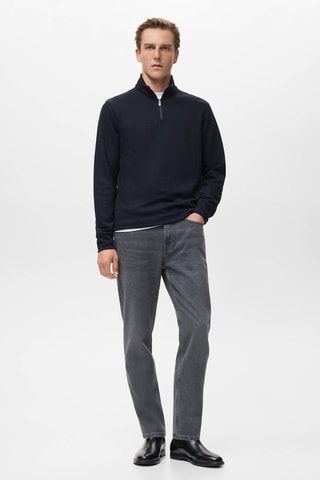 Sweat zip coupe normale - Bleu