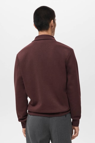 Sweat-shirt regular-fit col zippé - Marron foncé