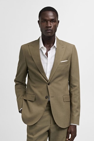 Veste costume slim-fit mélange de Tencel - Kaki