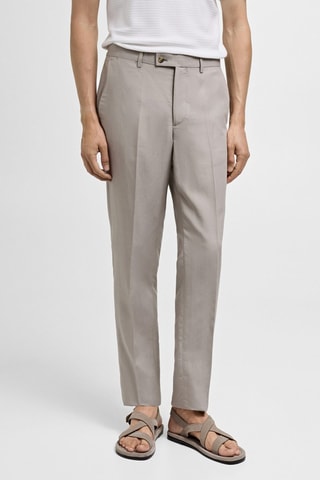 Pantalon costume slim-fit mélange de lin - Gris