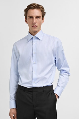 Chemise 100 % coton rayures slim-fit - Bleu