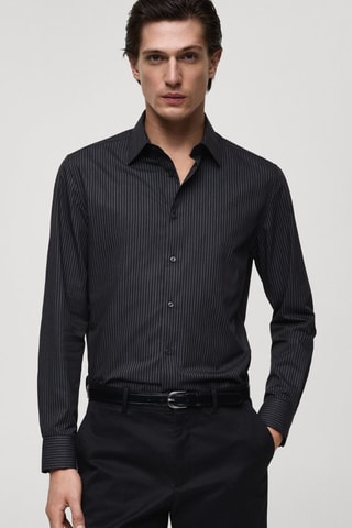 Chemise coton slim-fit rayures tennis - Gris