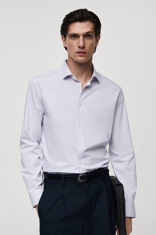 Chemise slim fit coton milleraies - Blanc