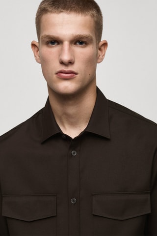 Surchemise regular fit poches - Marron