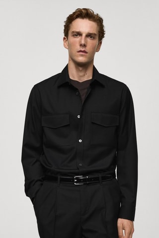 Surchemise regular fit poches - Noir