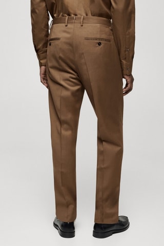 Pantalon costume slim-fit 100 % laine vierge - Marron
