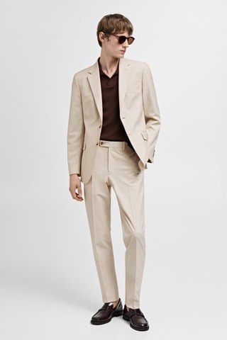 Veste costume slim-fit tissu comfort stretch - Beige