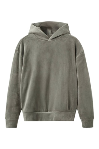 Sweat-shirt capuche velours côtelé - Vert
