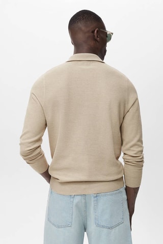 Pull-over microstructure col zippé - Beige