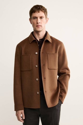 Veste laine faite main poche - Orange
