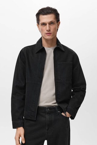 Blouson en jean poche - Noir