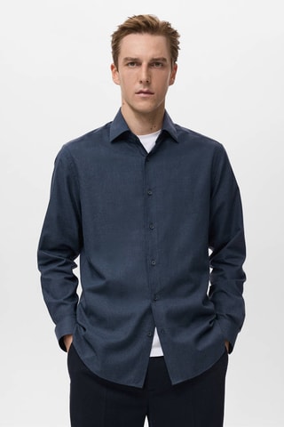 Chemise 100% coton flanelle regular-fit - Bleu