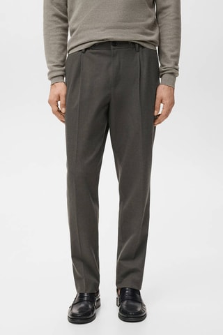 Pantalon regular fit pinces cordon - Marron