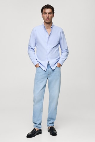 Chemise regular fit coton Oxford - Bleu