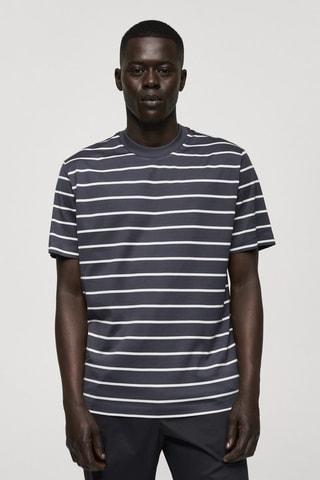 T-shirt coton à rayures - Bleu