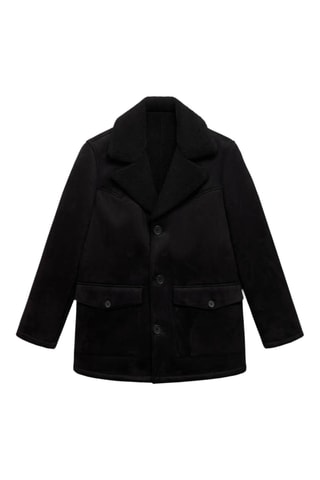 Manteau effet daim imitation mouton retourné - Noir