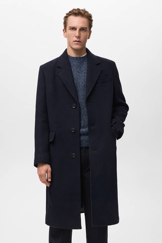 Manteau long en laine - Bleu