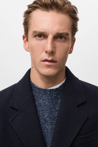 Manteau long en laine - Bleu
