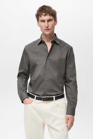 Chemise regular-fit coton stretch - Gris