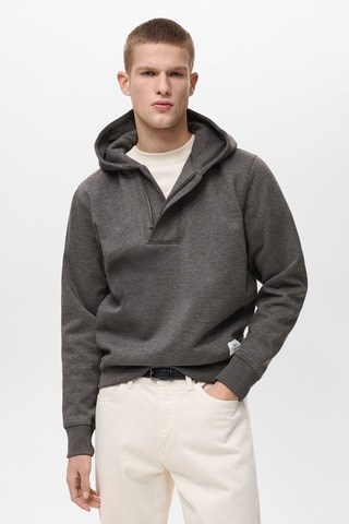 Sweat capuche col zippé - Gris