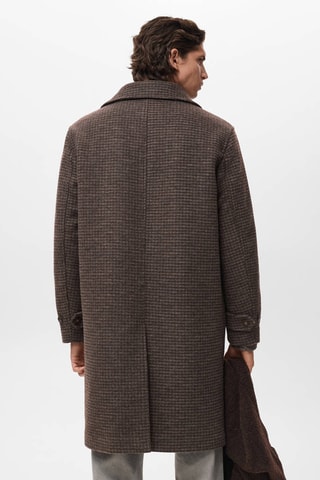 Manteau long structuré à carreaux - Marron