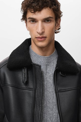 Blouson double face moutonné - Noir