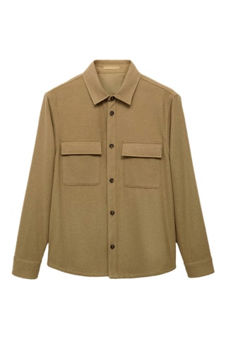 Surchemise laine poches - Marron