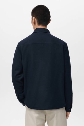 Surchemise laine poches - Bleu