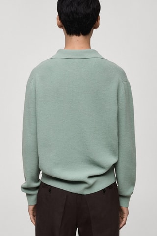 Pull-over polo maille laine mélangée - Vert