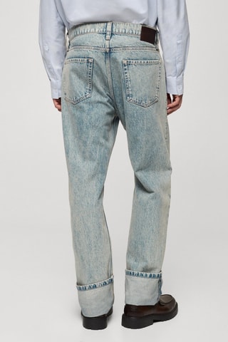 Jean straight-fit à revers - Bleu