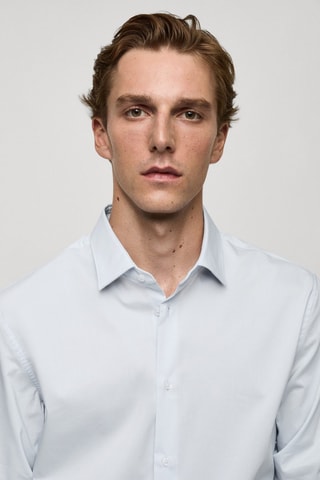 Chemise regular-fit coton stretch - Bleu