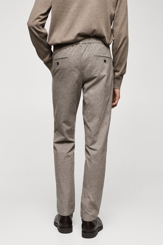 Pantalon slim-fit coton micro pied-de-poule - Gris