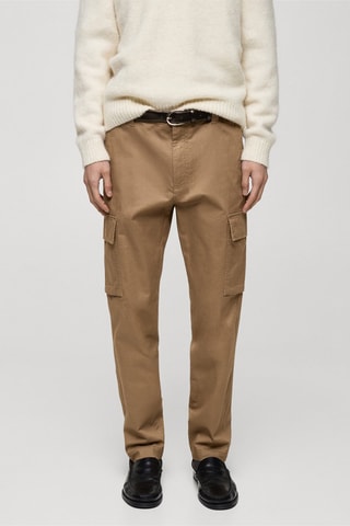 Pantalon cargo coton regular-fit - Marron
