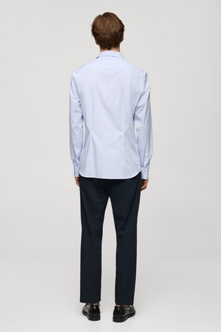 Chemise slim fit coton milleraies - Bleu