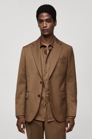 Veste costume slim-fit 100 % laine vierge - Marron