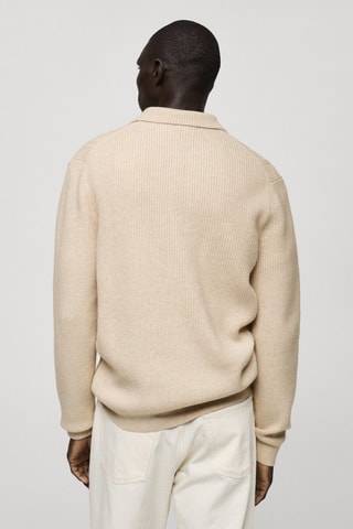 Pull-over polo maille structure - Écru