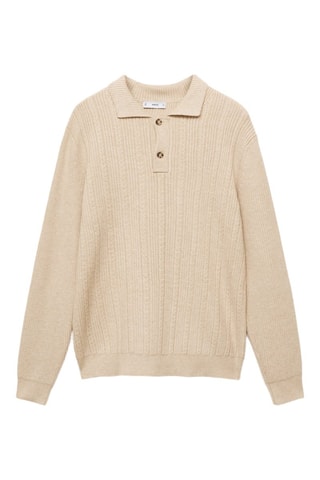 Pull-over polo maille structure - Écru