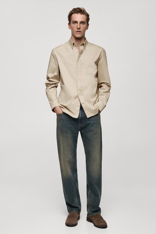 Chemise regular fit coton - Beige