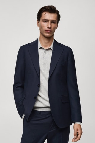 Veste costume flanelle 100 % laine italienne - Bleu