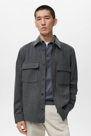 Surchemise laine poches - Gris