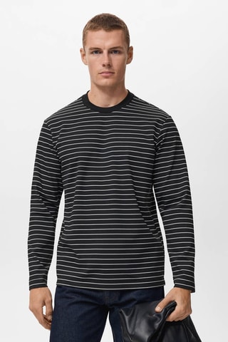 T-shirt manches longues rayures - Noir