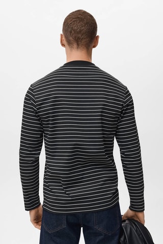T-shirt manches longues rayures - Noir