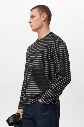 T-shirt manches longues rayures - Noir