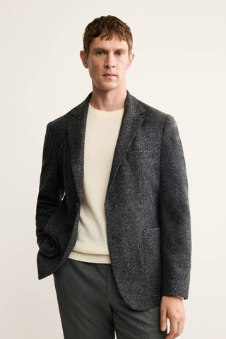Veste laine mélangée slim-fit - Gris