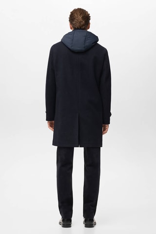 Manteau laine capuche amovible - Bleu
