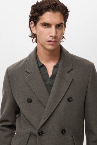 Manteau laine mélangée croisé - Vert
