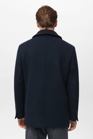 Manteau laine mélangée croisé - Bleu