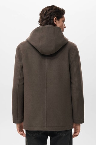 Manteau laine capuche - Marron